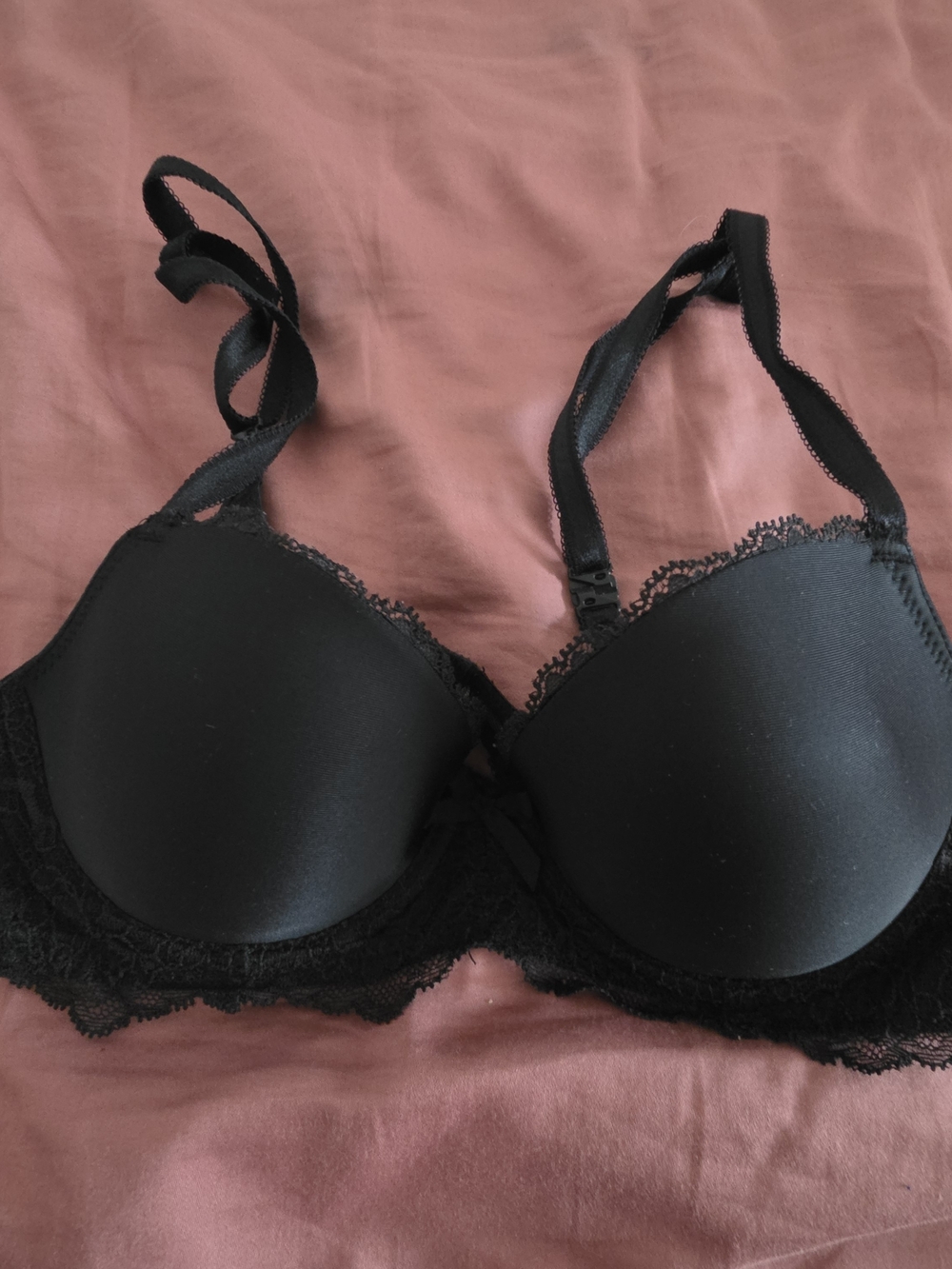 Black Lace Trim T-Shirt Bra - Women Intimates